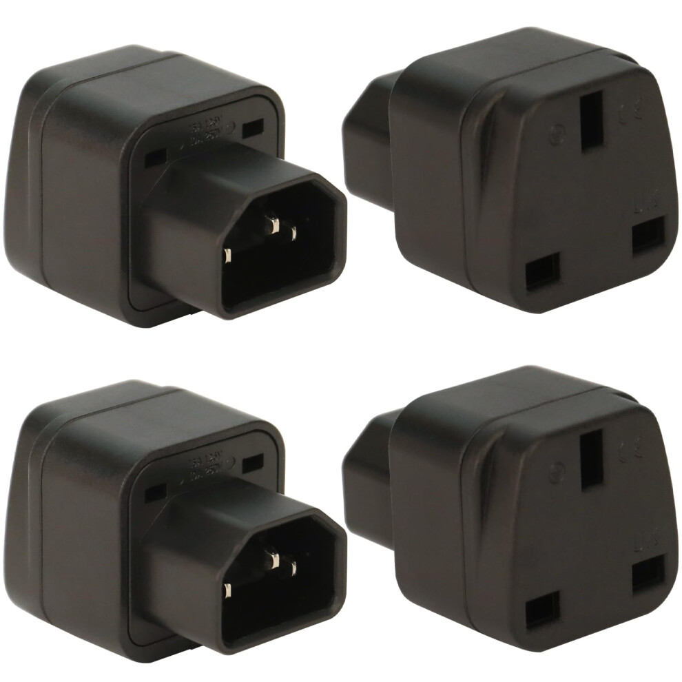 Wirafix Men's Black C14 To Uk Outlet Socket, 4 Pack, Iec 60320 Plug, Iec 320 C14 To Uk, Uk Adapter Plug, C13 Socket Conversion Adapter,