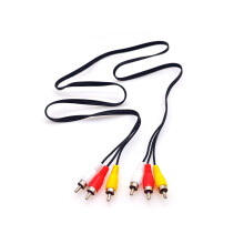 JZK 1.2M Red yellow white 3 RCA male to 3 RCA male connector plug AV composite cable lead, audio video cable for connecting VHS/Video/DVD player to T