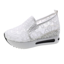 Women's Casual Shoes Women Hollow Platform Casual Shoes Solid Color Breathable Wedge Espadrilles