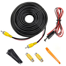 CYZBL RCA Car Video Cable Kit, 10M RCA Cable + 1M DC Power Wire + 2 Adapter + 100 Ties + Pry Tool, for Car Reversing Camera/DVD/TV Audio with Detecti