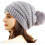 Gorro de tricô feminino com pompom de pele sintética 1