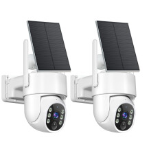 JUFLSKY Solar Security Camera Outdoor Wireless, 2K Home 360 Built-in Battery Operated CCTV Surveillance Cam, 2.4G/5G WiFi & PIR Motion Detection & 2-