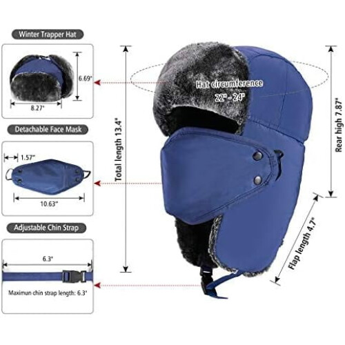 Χειμερινά Καπέλα για Γυναίκες Άνδρες Trapper Ushanka Καπέλο με Αυτιά Ζεστά Ρωσικά 2