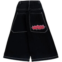 Men's Wide Leg Jeans Y2K Vintage Baggy Jeans90s Hop Letter Embroidery Streetwear Loose Fit Denim Pants for Mens Z1-Black XL