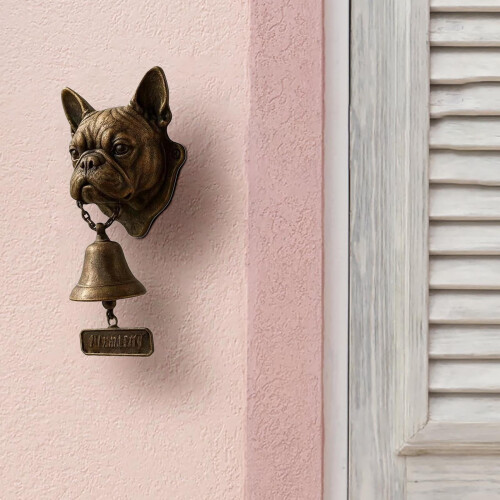 Κουδούνι πόρτας για καλωσόρισμα σκύλου, 3D Retriever, με σχέδιο κεφαλής, χυτοσίδηρο, 2