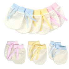6 Pair Newborn Unisex Baby Gloves Cotton No Scratch Mitten with Adjustable Drawstring