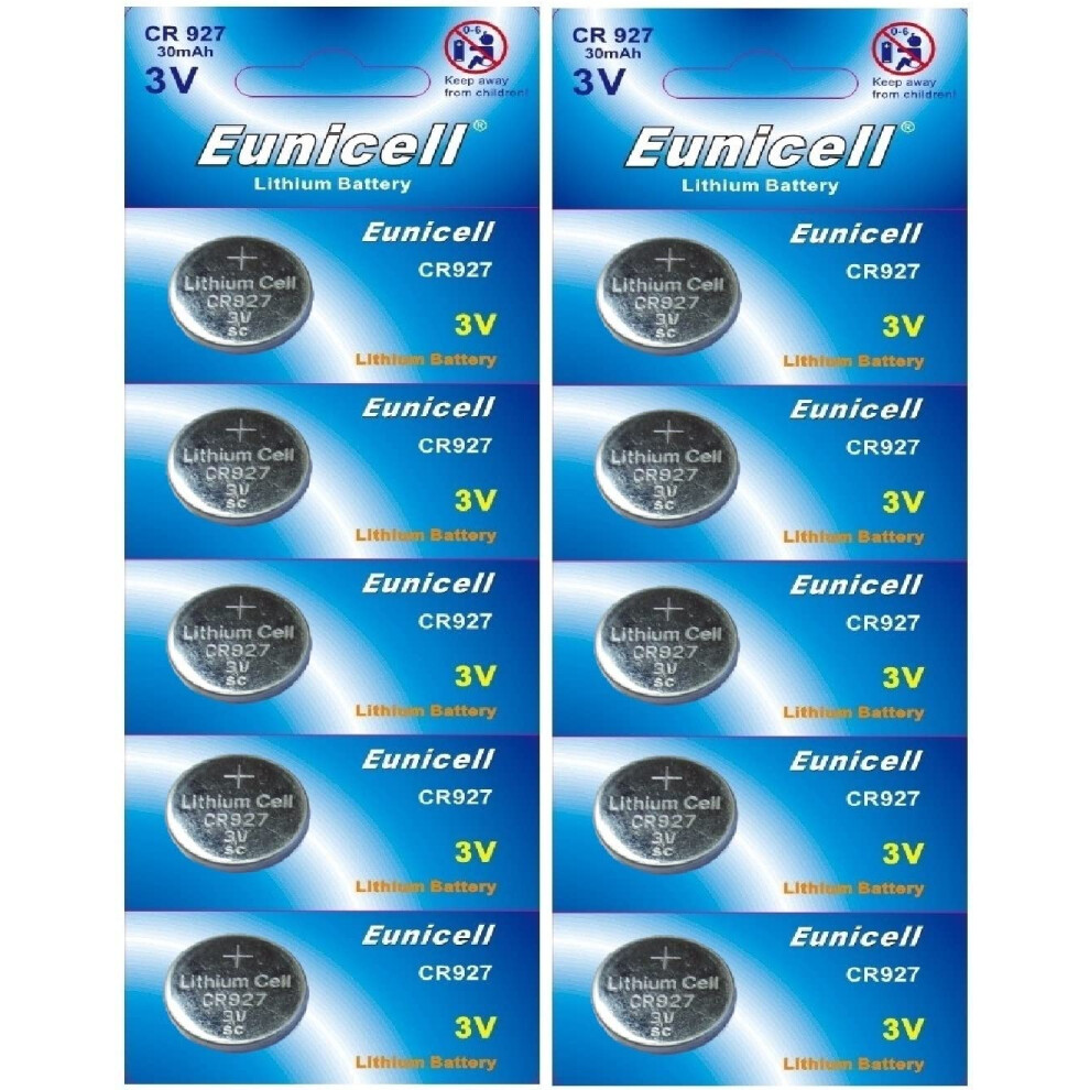 Eunicell Cr927 Lithium Blister Pack 3V 3 Volt Coin Cell Batteries (10 Pcs) 5005773515626