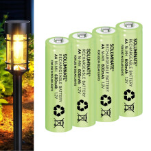 4 x Soluminate UK AA Rechargeable Solar Light Batteries 1.2V 600mAh NiMH Ni-MH for use outdoors in Garden Solar Lights