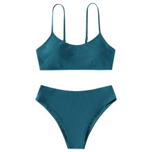 Tweedelige zwemset voor peutermeisjes, sportief, effen, met hoge taille, bikini, geschikt voor kinderen van 8-9 jaar.