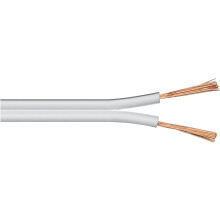 electrosmart 20m White Loud Speaker Cable Wire - Multi-Strand Ideal for Car Audio & Home HiFi - Outside Dimensions of Cable: 4mm x 2mm