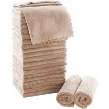 Ultra Soft Coral Velvet Washcloths Set – 24 Pcs, 12"x12", Quick-Drying & Highly Absorbent, for Bath/Spa/Facial (Brown)
