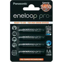 Panasonic eneloop pro ready-to use Ni-MH battery, AA/Mignon, 4-pack, min. 2500 mAh, 500-charge cycle life, with very high power performance and low s