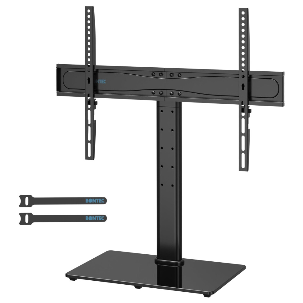 Bontec Universal Table Top Tv Stand, Adjustable For 32-65 Inch Lcd/Led/Plasma Tvs, Vesa 600X400mm, Tempered Glass Base, Cable Management, Holds 45 Kg 5005156820699