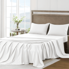 4-teiliges Bettwäscheset für Queensize-Betten, kühlende, tiefe Taschen (bis zu 40 cm), knitterfrei, weiche und atmungsaktive
