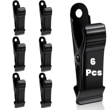 Mini pinzas de resorte metálicas de mandíbula lisa, color negro, 6 unidades.