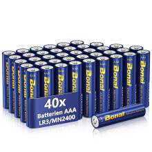 AAA Batteries [Pack of 40] BONAI 1.5V LR03 Triple AAA Alkaline Batteries, ideal for household devices, long-lasting power, anti-leakage technology |