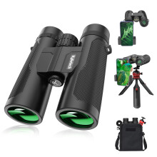 Binoculars for Adults, Kylietech 12x42 Binoculars with Tripod, Waterproof Bird Watching Binocular with BaK-4 Prisms, FMC Lens, Phone Adapter for