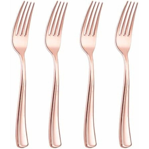 Πακέτο 200 πιρουνιών Rose Gold, πλαστικά πιρούνια μιας χρήσης 7,4" βαρέως τύπου –