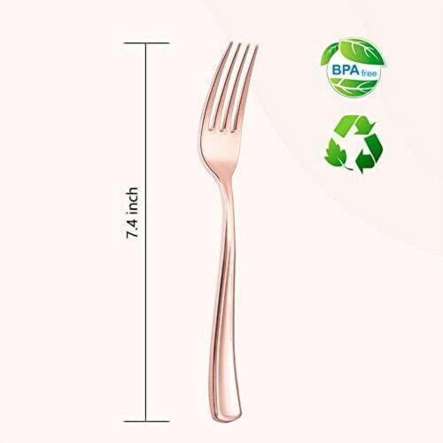 Πακέτο 200 πιρουνιών Rose Gold, πλαστικά πιρούνια μιας χρήσης 7,4" βαρέως τύπου – 2