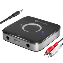 SONRU Bluetooth 5.3 Adapter Hi-Fi Equipment for Car Wireless Audio Receiver with 3.5mm AUX RCA Cable, Noise Cancellation, Dual AUX Outputs for Home S