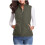Vest for Women Winter Fall Basic Button Vest Solid Keep Warm Sleeveless Jacket with Pocket,Olive Green 1
