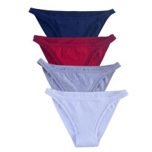 4-pakning med string-bikinitruser for kvinner, myk og stretchig, sømløs bikinitruse i bomull for kvinner