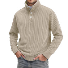Sudadera de pana para hombre, manga larga, color liso, estilo casual.