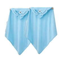 AUQ Hooded Baby Towels,31"31" Cloud-Like Coral Fleece Kids Bath Towels,Windproof Triangular Hood Body Towel Wrap,Blue