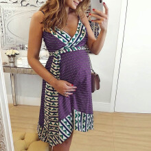 FAMTKT Maternity Summer Clothes, Ladies Summer Fashion Print Sleeveless Suspenders Maternity Clothe Dress, Prom Dress