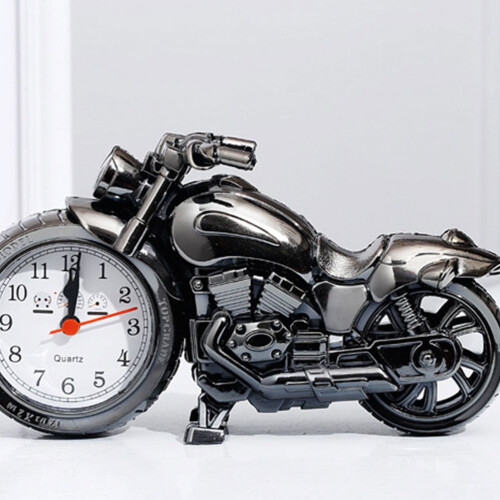 Model motocyklu, budík, student, 23*13 cm, černý