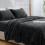 Σεντόνια Flannel Full Size Black - Σετ σεντονιών από εξαιρετικά μαλακό φλις, αφράτα, 8