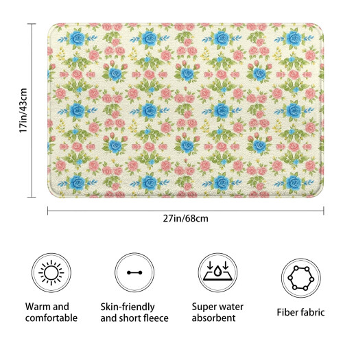 Tapete de banheiro Pioneer Flower Floral Antiderrapante 17x27 polegadas 2