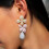 Statement Multi Tone Gold Plated CZ Long Leaf Drop Earrings for Brides Wedding 4