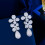 Gold Plated CZ Leaf Drop Earrings for Brides 1 Pair 8