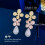 Gold Plated CZ Leaf Drop Earrings for Brides 1 Pair 7