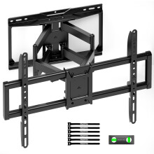 monTEK Heavy Duty Full Motion TV Wall Bracket for 37-90 inch TV up to 75kg, 4X Load Tested, Universal Dual Arm TV Bracket, Articulating, Tool-Free Ti