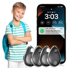 GPS Tracker for Kids 4 Pack, Security Air Tags with Pins Works with Apple Find My (iOS only),Lost Mode, Mfi Certified Anti-Removal Tracking Device fo