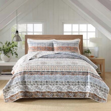 Boho Twin Quilt Set Mocha Brown Floral 2 pcs