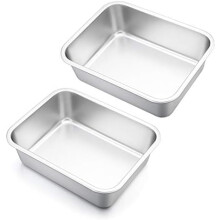Lasagna Pan Set of 2, 10.6x8.3x3.2 in Stainless Steel Baking Pans, Non-Toxic, Heavy Duty, Dishwasher Safe