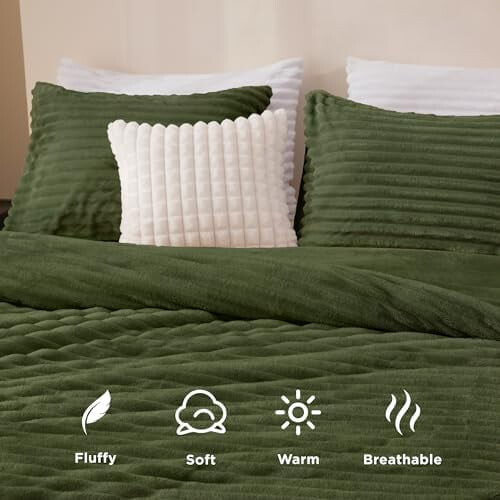 Olive Green Fleece Comforter Set Queen 1+2 2