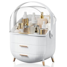 Organisateur de maquillage, organisateur de maquillage pour coiffeuse, rangement cosmétique de comptoir avec tiroirs et couvercle transparent pour