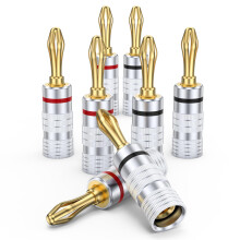 MOSAWG 4 Pairs Banana Plugs for Speaker Wire - 24K Gold Plated Banana Adapter Connector
