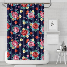 Blomsterprint dusjforheng 72x72 tommer med 12 kroker