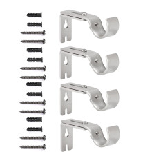 Adjustable Curtain Rod Brackets for 1" Rod, Outside Mount, Silver, 4PCS with Screws