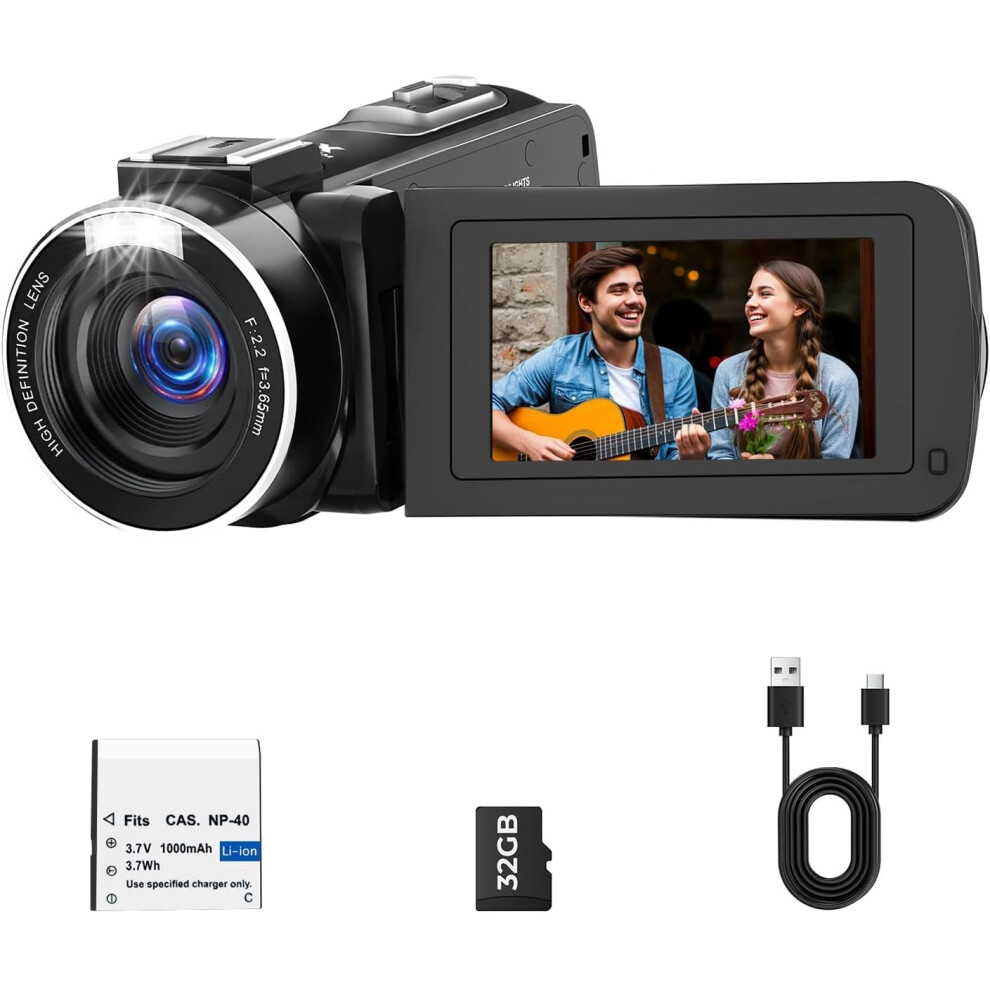Camcorder Video Camera 1080P For Youtube Cam Corder 48Mp 18X Digital Zoom Video Recorder With 3.0" 270 Rotation Screen Battery 32Gb Sd Card For Vlog 41713556