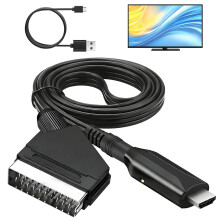 Silvanor SCART to HDMI Converter with USB Cable SCART Input to HDMI Output Lead Video Audio HD 720/1080P Converter Connection for HDTV Monitor Projec