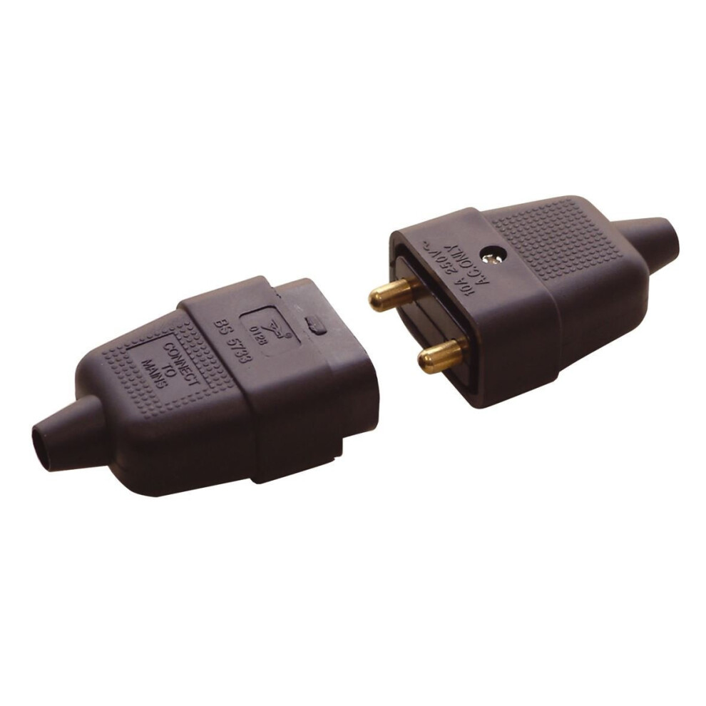 2 Pin 10 Amp 2 Core Lawnmower Strimmer Garden lead cable connector - Repair DIY - Image 2