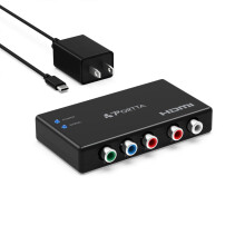 PORTTA Component to HDMI Converter, YPbPr Component RGB + R/L Audio to HDMI Converter v1.3 Support 1080P 24bit 2 Channel Audio LPCM for HDTV PS3 PS4
