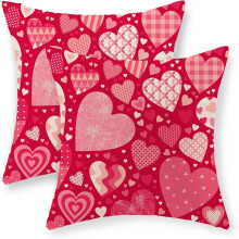 Valentinstag-Kissenbezüge aus Leinen, 50 x 50 cm, 2er-Set