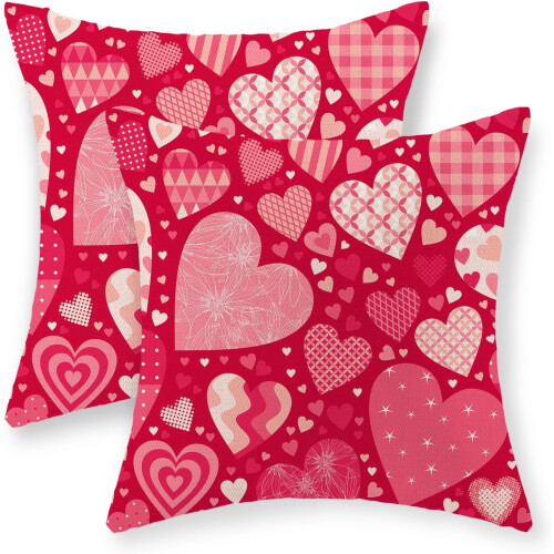 Conjunto de 2 capas de almofada de linho para o Dia dos Namorados, 50x50cm (20x20 polegadas).